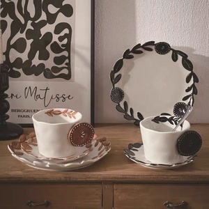 Plato de postre de cerámica con hoja de ratán y flor Vintage japonesa, plato creativo de porcelana para restaurante, plato de desayuno para el hogar - Product Image 4