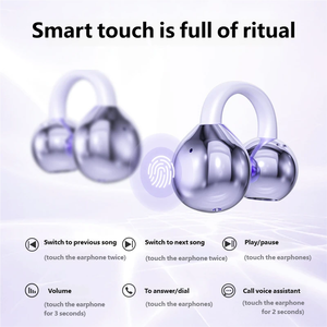 Tai nghe không dây với <span class=keywords><strong>Bluetooth</strong></span> cho tai nghe <span class=keywords><strong>bluetooth</strong></span> enc màn hình cảm ứng IPX-6 Thiết kế móc tai không thấm nước - Product Image 4