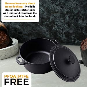 Casserole en <span class=keywords><strong>fonte</strong></span> robuste de 26 cm, 6,1 kg, 6,3 L, faitout hollandais avec couvercle pour frire, cuisiner, cuire au four et griller - Product Image 5