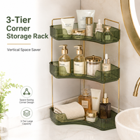 Étagère d'angle à trois niveaux en plastique transparent pour rangement, idéale pour salle de bain, cuisine, comptoir, chambre et usage domestique quotidien