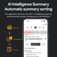 NEWYES Enregistreur vocal numérique intelligent portable 64 Go avec application intelligente, enregistrement audio et prise de notes, alimenté par l'IA