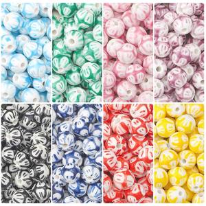 Perles en céramique colorées faites à la main pour bijoux à bricoler soi-même à pois motif rayé perles artisanales perles rondes pour la fabrication de bracelets et de colliers - Product Image 2