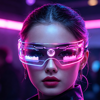 Lunettes LED rechargeables à visière, 7 couleurs, 12 modes, style cyberpunk, lumineuses, pour Halloween, cosplay, fête, rave, cadeau pour adulte