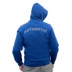 Sudadera con Capucha Azul para Hombre, con Cierre, de Algodón y Felpa, Informal, para Otoño, Corte Regular, con Estampado de Letras y Logotipo Frontal - Product Image 2