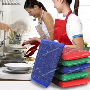 Bantalan spons pembersih dapur mesin pembuat Scrub Pad mesin rajut