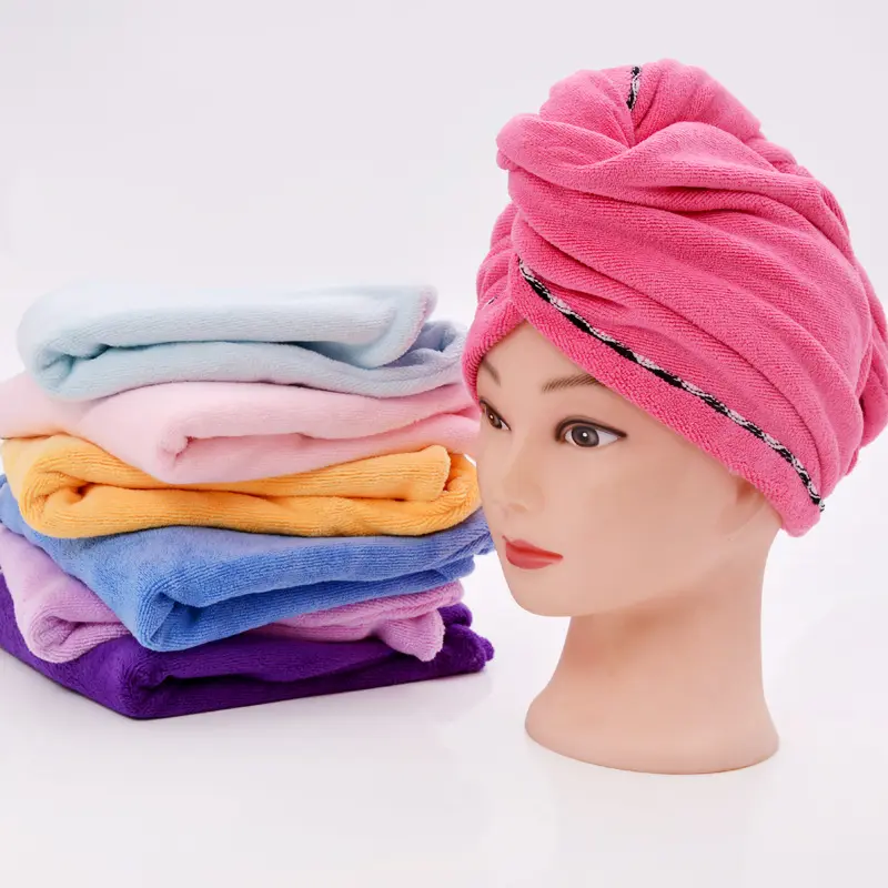 Bán Buôn Siêu Thấm Đôi Dày San Hô Nhung Tóc Khô Mũ Của Phụ Nữ Mũ Tắm Bọc Hijab Tóc Khô Khăn