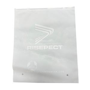 Sac en plastique givré personnalisé avec fermeture éclair pour accessoires vestimentaires, chaussures, t-shirts, vêtements de sport, emballage, étiquette en papier - Product Image 1