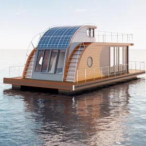 현대 물 집 모듈 이동할 수 있는 집 작은 가정 자동화된 뜨 호텔 한 벌 Houseboat 태양 Boathouse 뜨 가정 요트