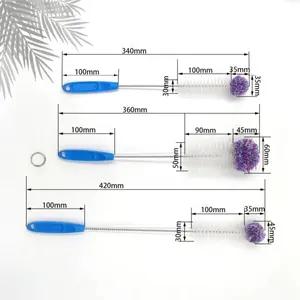 High Quality Plastic Handle Cotton Tip Nylon Water Bottle Cleaning Brush Wine Glass Beer Bottle Cleaning Three-piece Set