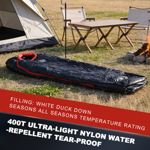 Saco de Dormir Ligero y Portátil para Acampar al Aire Libre en Clima Frío, Tipo Sobre, de Nailon con Plumón de Ganso, para Tres Estaciones, con Compresión - Product Image 4