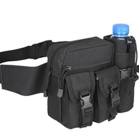 Sac banane tactique multifonctionnel 800D étanche avec fermeture à cordon pour course, pêche, escalade et sports de plein air, avec porte-bouteille