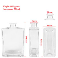 Bouteille en verre de 750 ml avec bouchon en liège, sérigraphiée pour le vin, le brandy, le gin, le whisky, la vodka, la tequila et les spiritueux