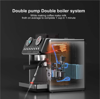 Nouvelle arrivée Machine à café 20 Bar Ulka Pump 1500W avec manomètre avec affichage de l'heure Machine à café semi-automatique