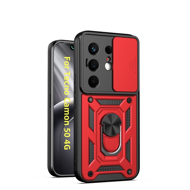 Slide Camera Lens Protection Mobile Phone Cases for Tecno Camon 50 Pro Ultra 4G TPU Metal Ring Holder Kickstand Back Cover