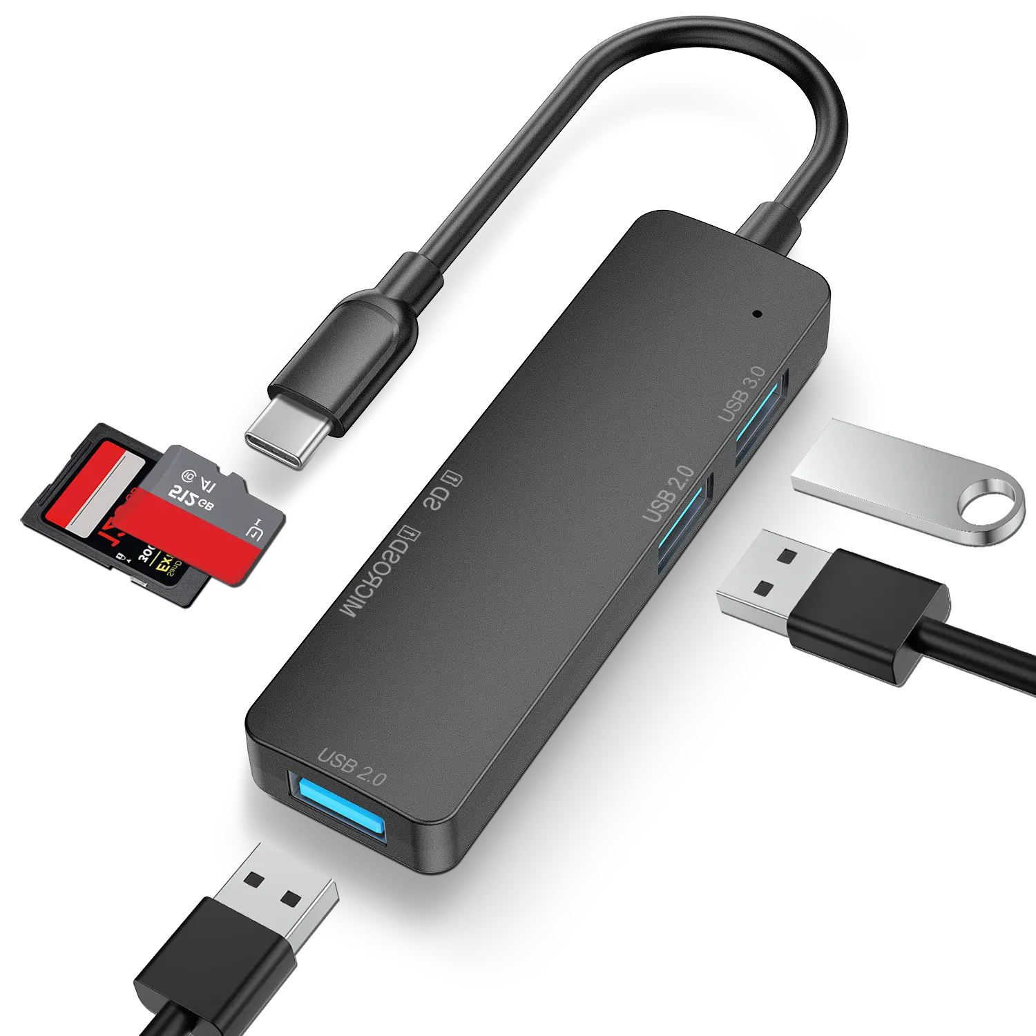 Hub de 5 puertos tipo C, extensión multipuerto divisor Mini USB para accesorios de escritorio para computadora portátil