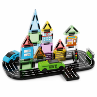 Mini Bloques de Construcción Magnéticos 3D, Juguetes de Bloques de Construcción Magnéticos de Plástico para Niños, Juego de Juguetes de Vehículos de Tráfico