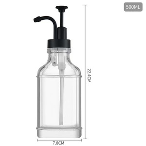 500ml Glasflasche mit Lotionspumpe Nachfüllbarer Handwasch-Lotion-<span class=keywords><strong>Toner</strong></span>-Spender für Flüssigseife - Product Image 4