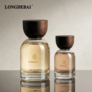 Factory Wholesale Luxury Custom Pump Sprayer Amber 30ml 50ml 100ml Empty Crimp Glass Perfume <b>Bottle</b> With Wooden Over Cap - Product Image 3