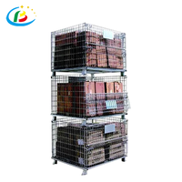 Conteneur en acier à mailles métalliques pour animaux de compagnie, pliable, industriel, transport de marchandises personnalisé, revêtement en poudre galvanisé, empilable, stockage