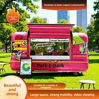Camión de Comida Personalizable con Diseño de Grafiti, Carrito Móvil de Venta Ambulante, Camión de Comida Rápida para Exteriores con Cocina Completa