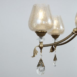 โคมไฟระย้าโครงโลหะโค้งหรูหรา - โคมไฟห้อยแก้วลายแตกแบบปรับแต่งได้สำหรับวิลล่าและโต๊ะอาหารเชิงพาณิชย์ - Product Image 2