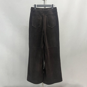 Nuovi <span class=keywords><strong>Pantaloni</strong></span> a Gamba Larga in Vera <span class=keywords><strong>Pelle</strong></span> di Pecora di Alta Qualità per Donne - Product Image 4