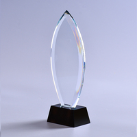 Fontaine ovale en cristal K9 de haute qualité, en forme de feuille de verre, avec Base noire,