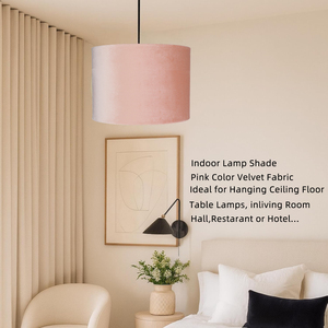 Hot Selling Handmade Modern Indoor Western Standard Pink <strong>Velvet</strong> Eco-Friendly E27 Nordic UK European <strong>Lampshade</strong> - Product Image 6