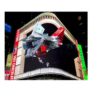 Grote Video Screen Outdoor P10 Blote Oog 3D Animatie Digitale Led Display Met Gebogen Hoek