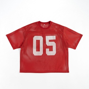 Crop American Football Fashion Boxy Fit Mesh Jersey Tee Logotipo personalizado 100% Poly Casual Streetwear Camisetas de alta calidad para hombres - Product Image 2