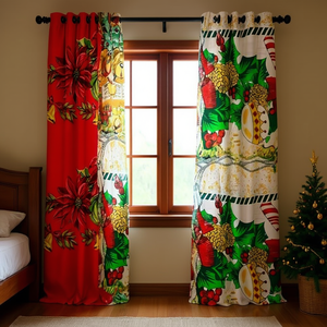 Rideaux en toile de Noël 2m x 2,5m, design en panneaux pour chambre à coucher, style moderne, tissu polyester - Product Image 2