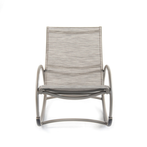 Outdoor Portable Leisure <b>Rocking</b> <b>Chair</b> Featuring Grey Teslin Mesh Fabric and a Curved Metal Frame Minimalist Design - Product Image 2
