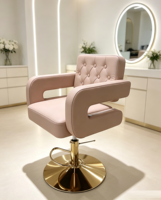 Chaise de coiffure minimaliste et élégante pour salon de coiffure, avec décor en diamant et base hydraulique, pour usage en salon de coiffure et spa