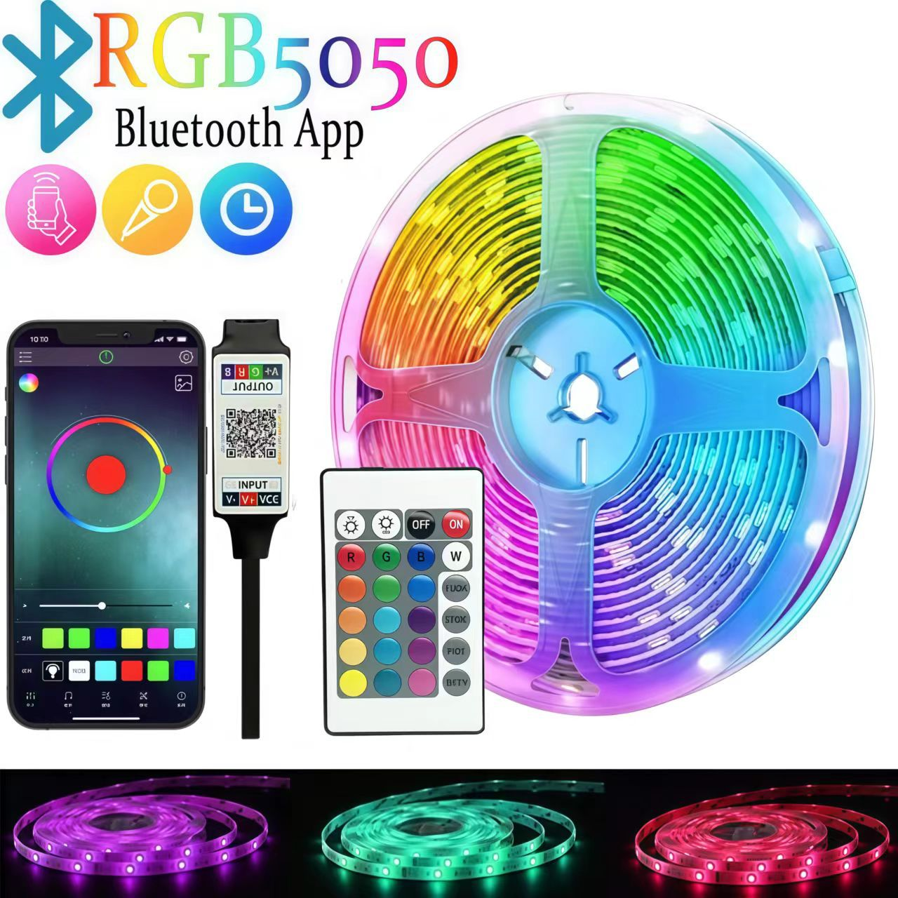 5050 RGB +Bluetooth +Control Remoto con 24 Botones [12 LEDS/m]