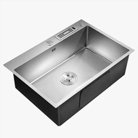 Robinet de cuisine moderne intelligent noir multifonctionnel en acier inoxydable brossé fait main, à double cuve sous plan, facile à nettoyer, avec technologie Nano