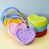 Sac bandoulière DIY pour enfants, petit sac en silicone motif cœur de dessin animé, porte-monnaie et sac à main pour filles