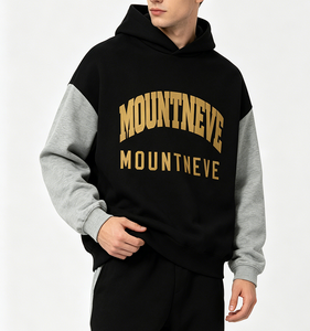 Bespoke Dense Knit Cotton-Rich Terry <strong>Fleece</strong> Color Block Drop Shoulder Streetwear <strong>Mens</strong> Relaxed Fit Color Block Sleeve <strong>Jumper</strong> OEM - Product Image 2