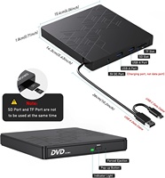 Draagbare USB 3.0 CD-RW-brander met SD/TF-kaartlezer en hub voor pc, desktop, laptop, Linux, externe optische drive, ROM, DVD