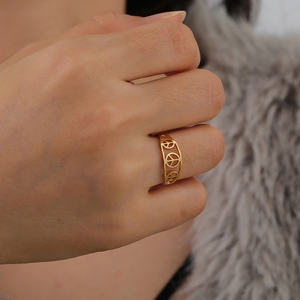 Myshape Symbole de la Paix Anneaux Anneau de doigt en acier inoxydable Amulette de protection pour femmes Pacifisme contre la guerre Bijoux Cadeaux Vente en gros - Product Image 4
