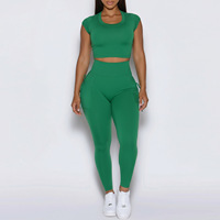 Meilleures ventes : Ensemble 2 pièces de leggings de yoga taille haute, respirants, sculptants, effet fessier galbant et push-up, avec coussinets intégrés