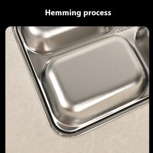 Aanpasbare Fastfood Dienblad Roestvrijstalen School Lunchdienblad 2/3/4 Verdeelde Compartimenten Dinerbord Ss/Pp Deksel - Product Image 4