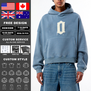 Sweat à capuche surdimensionné personnalisé KingSen pour homme en molleton de coton épais, avec logo patchwork à bords bruts et effet vieilli, style streetwear vintage, OEM - Product Image 2