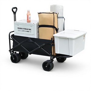 Chariot de camping et de pique-nique <span class=keywords><strong>pliable</strong></span> en acier avec roues, chariot portable <span class=keywords><strong>pliable</strong></span> noir en tissu 600D pour la <span class=keywords><strong>plage</strong></span> - Product Image 3