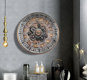 80 CENTIMETRI rotonda vintage gear <span class=keywords><strong>orologio</strong></span> da parete di lusso di trasporto personalizzato HA CONDOTTO LA luce grande formato di grandi dimensioni <span class=keywords><strong>orologio</strong></span> da parete per il presidente decorativo per la casa - Product Image 3