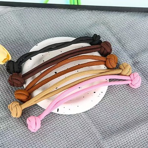 Élastique à cheveux en tissu épais et durable, forme corde racine de lotus, usage quotidien, couleurs rose et noir - Product Image 2