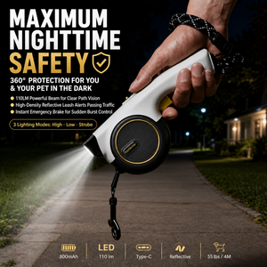 Correa Retráctil para Perros Talla M 4M con Luz LED y Mango Recargable para Perros de hasta 25KG, para Paseos al Aire Libre - Product Image 3