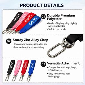 Porte-clés personnalisé en nylon imprimé en sérigraphie, durable, lavable, écologique, avec mousqueton pour une utilisation quotidienne - Product Image 4