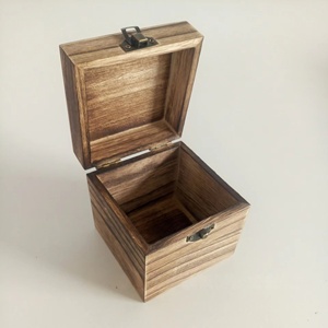 Caja de embalaje de madera maciza de peso ligero carbonizado de Color ardiente de madera de Paulownia para té <span class=keywords><strong>XNS</strong></span> marca XNS666 modelo caja de forma cuadrada - Product Image 5