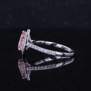แหวนเพชรรูปลูกแพร์สีชมพู1CT ประดับด้วยเพชรและพลอยสีชมพูแหวนผู้หญิงประดับเพชรที่โตในห้องทดลอง - Product Image 3