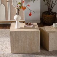 Ensemble de tables d'appoint en bois au design luxueux, meubles modernes pour salon, table d'appoint rectangulaire en MDF avec placage en travertin
